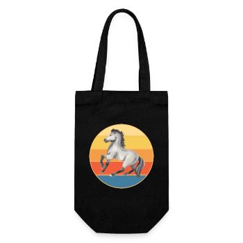 Tier Pferd Vintage Retro Sonnenuntergang - Geschenkbeutel für Flaschen - Schwarz - Vorne