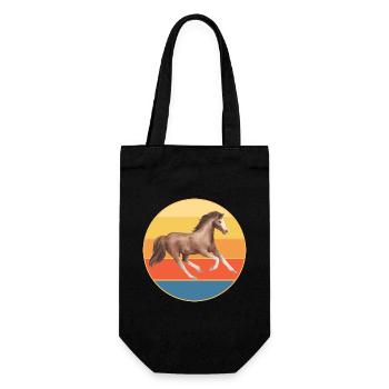 Tier Pferd Vintage Retro Sonnenuntergang - Geschenkbeutel für Flaschen - Schwarz - Vorne