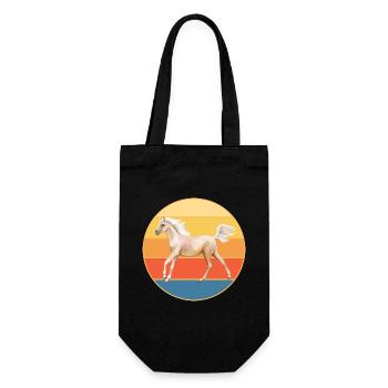 Tier Pferd Vintage Retro Sonnenuntergang - Geschenkbeutel für Flaschen - Schwarz - Vorne