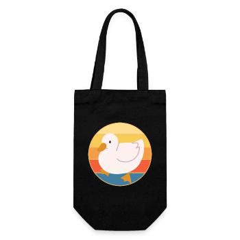 Niedliche Ente Vintage Retro Sonnenuntergang Tierliebhaber Design - Geschenkbeutel für Flaschen - Schwarz - Vorne