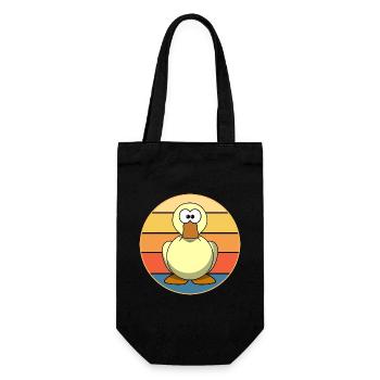 Niedliche Ente Vintage Retro Sonnenuntergang Tierliebhaber Design - Geschenkbeutel für Flaschen - Schwarz - Vorne