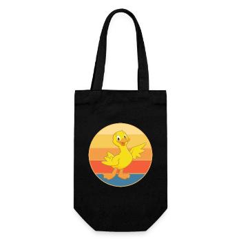 Niedliche Ente Vintage Retro Sonnenuntergang Tierliebhaber Design - Geschenkbeutel für Flaschen - Schwarz - Vorne
