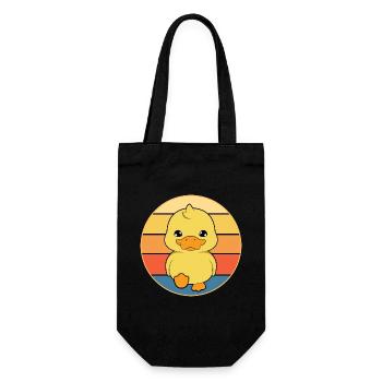 Niedliche Ente Vintage Retro Sonnenuntergang Tierliebhaber Design - Geschenkbeutel für Flaschen - Schwarz - Vorne