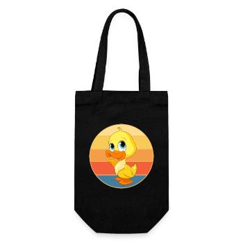 Niedliche Ente Vintage Retro Sonnenuntergang Tierliebhaber Design - Geschenkbeutel für Flaschen - Schwarz - Vorne