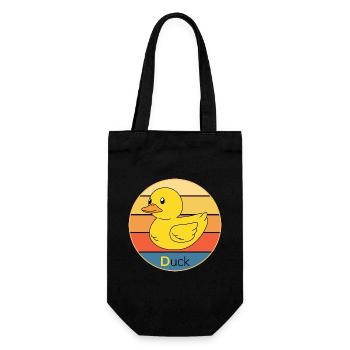 Niedliche Ente Vintage Retro Sonnenuntergang Tierliebhaber Design - Geschenkbeutel für Flaschen - Schwarz - Vorne