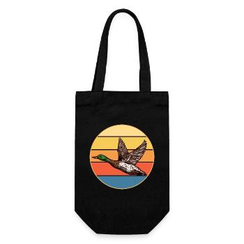 Niedliche Ente Vintage Retro Sonnenuntergang Tierliebhaber Design - Geschenkbeutel für Flaschen - Schwarz - Vorne