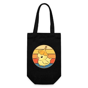 Niedliche Ente Vintage Retro Sonnenuntergang Tierliebhaber Design - Geschenkbeutel für Flaschen - Schwarz - Vorne