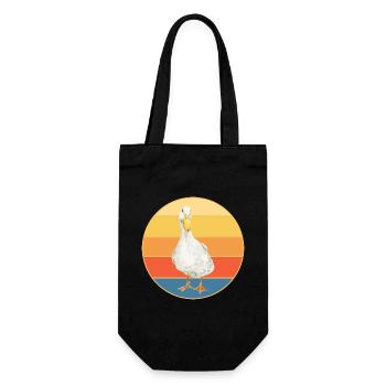 Niedliche Ente Vintage Retro Sonnenuntergang Tierliebhaber Design - Geschenkbeutel für Flaschen - Schwarz - Vorne