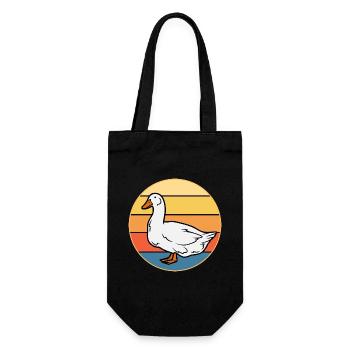 Niedliche Ente Vintage Retro Sonnenuntergang Tierliebhaber Design - Geschenkbeutel für Flaschen - Schwarz - Vorne