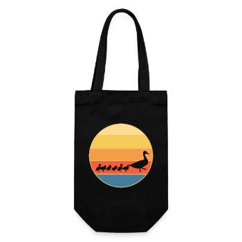 Niedliche Ente Vintage Retro Sonnenuntergang Tierliebhaber Design - Geschenkbeutel für Flaschen - Schwarz - Vorne
