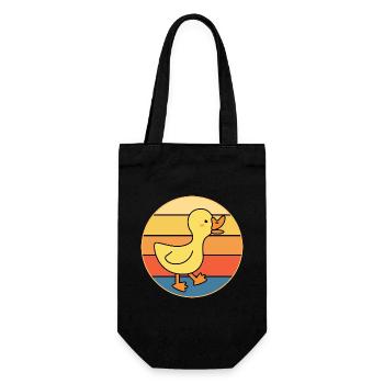 Niedliche Ente Vintage Retro Sonnenuntergang Tierliebhaber Design - Geschenkbeutel für Flaschen - Schwarz - Vorne