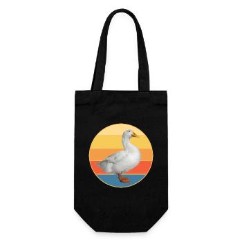 Niedliche Ente Vintage Retro Sonnenuntergang Tierliebhaber Design - Geschenkbeutel für Flaschen - Schwarz - Vorne
