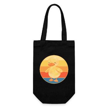 Niedliche Ente Vintage Retro Sonnenuntergang Tierliebhaber Design - Geschenkbeutel für Flaschen - Schwarz - Vorne