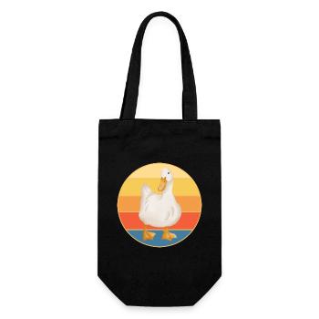 Niedliche Ente Vintage Retro Sonnenuntergang Tierliebhaber Design - Geschenkbeutel für Flaschen - Schwarz - Vorne