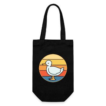 Niedliche Ente Vintage Retro Sonnenuntergang Tierliebhaber Design - Geschenkbeutel für Flaschen - Schwarz - Vorne