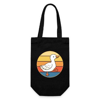 Niedliche Ente Vintage Retro Sonnenuntergang Tierliebhaber Design - Geschenkbeutel für Flaschen - Schwarz - Vorne