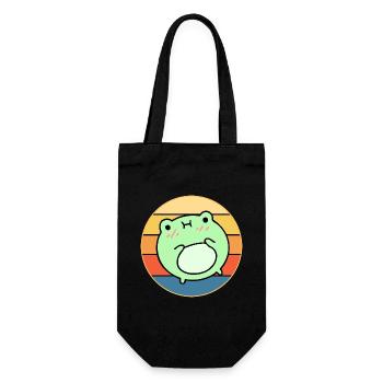 Süßer Frosch Vintage Retro Sonnenuntergang Tierliebhaber - Geschenkbeutel für Flaschen - Schwarz - Vorne