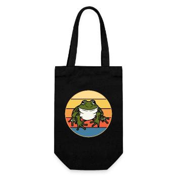 Süßer Frosch Vintage Retro Sonnenuntergang Tierliebhaber - Geschenkbeutel für Flaschen - Schwarz - Vorne