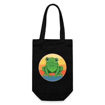 Süßer Frosch Vintage Retro Sonnenuntergang Tierliebhaber - Geschenkbeutel für Flaschen - Schwarz - Vorne