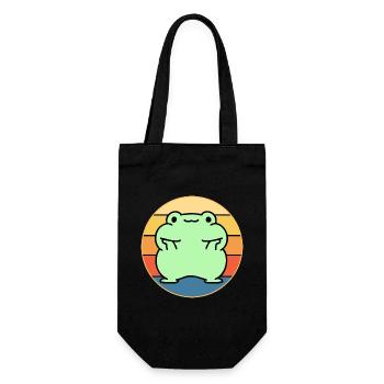 Süßer Frosch Vintage Retro Sonnenuntergang Tierliebhaber - Geschenkbeutel für Flaschen - Schwarz - Vorne