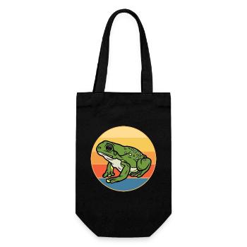 Niedlicher Frosch Vintage Retro Sonnenuntergang Tierliebhaber - Geschenkbeutel für Flaschen - Schwarz - Vorne