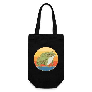 Niedlicher Frosch Vintage Retro Sonnenuntergang Tierliebhaber - Geschenkbeutel für Flaschen - Schwarz - Vorne