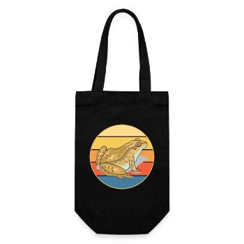 Süßer Frosch Vintage Retro Sonnenuntergang Tierliebhaber - Geschenkbeutel für Flaschen - Schwarz - Vorne