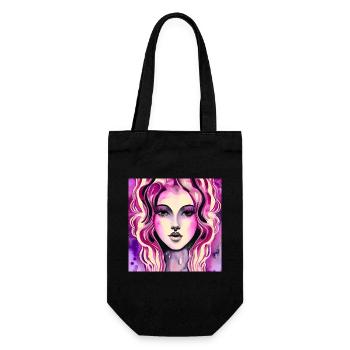 Beautiful Face Woman Magenta 80s 90s Style Art - Gift Bag for Bottles - black - Front