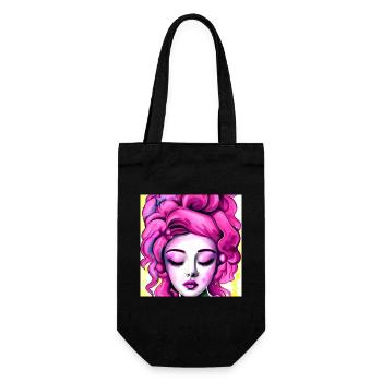 Cool Girl Magenta Hair Pop Art Freaky Art - Gift Bag for Bottles - black - Front