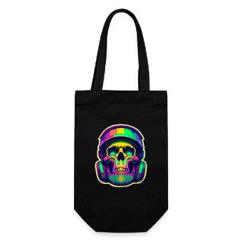 Bunter bärtiger Totenkopf - Geschenkbeutel für Flaschen - Schwarz - Vorne