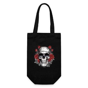 Cool hipster skull with glasses and roses - Gift Bag for Bottles - black - Front