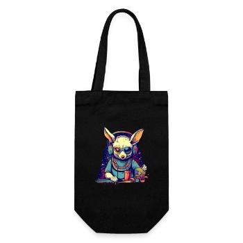 Cooler Hase als DJ mit kaputter Sonnenbrille - Geschenkbeutel für Flaschen - Schwarz - Vorne