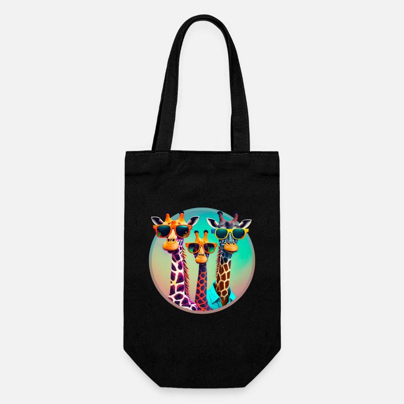 3 girafes cool avec des lunettes de soleil - Sac à bouteille - noir