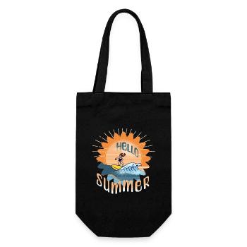 Hello Summer Surfing Surfboard Woman Sommerurlaub - Geschenkbeutel für Flaschen - Schwarz - Vorne