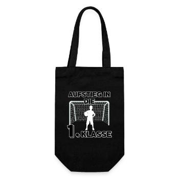Einschulung Fussball Jungs Schulkind Erstklässler - Geschenkbeutel für Flaschen - Schwarz - Vorne