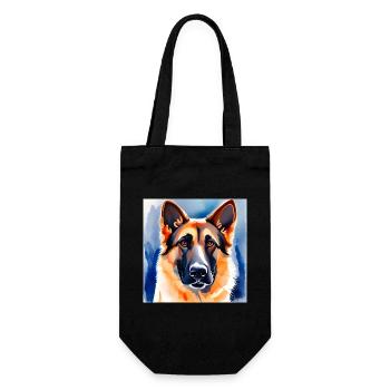 German Shepherd watercolour Portrait - Gift Bag for Bottles - black - Front