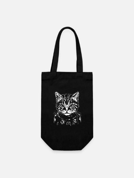 Katzendame Punk - Geschenkbeutel für Flaschen - Schwarz