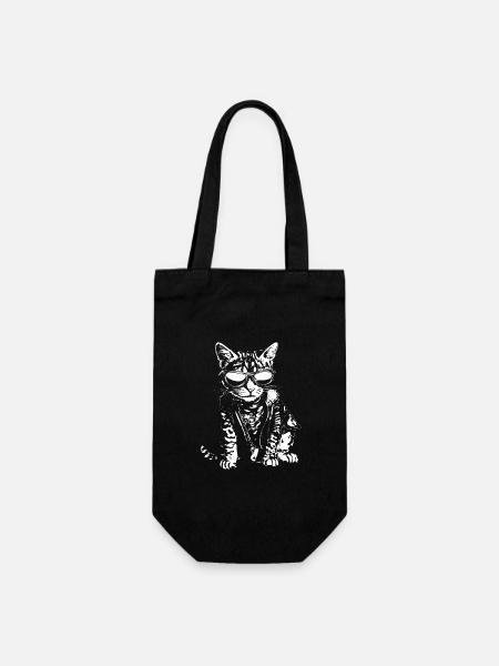 Chat avec des lunettes de soleil - Sac à bouteille - noir
