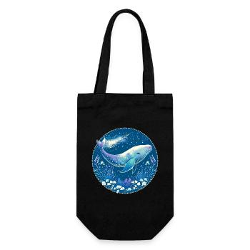 Wal, Meer, Walfisch, Unterwasser, Korallen, Natur - Geschenkbeutel für Flaschen - Schwarz - Vorne