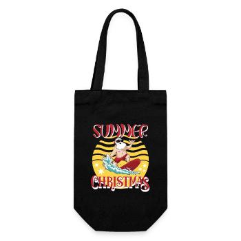 Summer Christmas Surfing Weihnachtsmann - Geschenkbeutel für Flaschen - Schwarz - Vorne