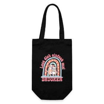 Lass dich einfach mal drücken umarmen Geschenk - Geschenkbeutel für Flaschen - Schwarz - Vorne
