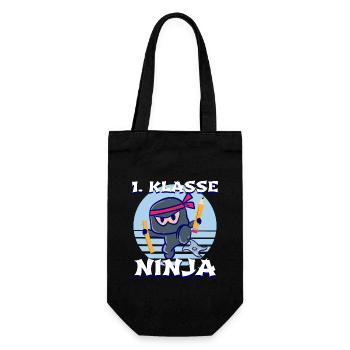 Erste Klasse Ninja Einschulung Schulstart Schule - Geschenkbeutel für Flaschen - Schwarz - Vorne