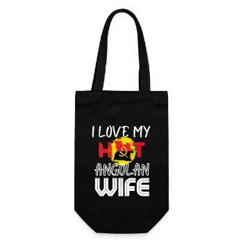 Funny I Love My Hot Angolan Wife Husband - Geschenkbeutel für Flaschen - Schwarz - Vorne
