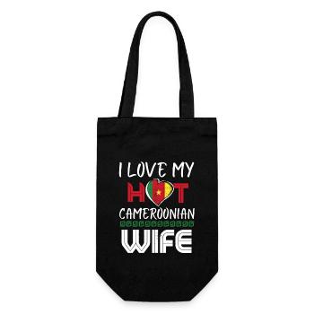 Funny I Love My Hot Cameroonian Wife Husband - Geschenkbeutel für Flaschen - Schwarz - Vorne