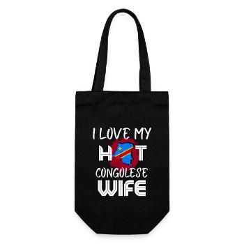 Funny I Love My Hot Congolese Wife Husband - Geschenkbeutel für Flaschen - Schwarz - Vorne