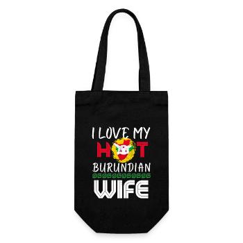 Funny I Love My Hot Burundian Wife Husband - Geschenkbeutel für Flaschen - Schwarz - Vorne