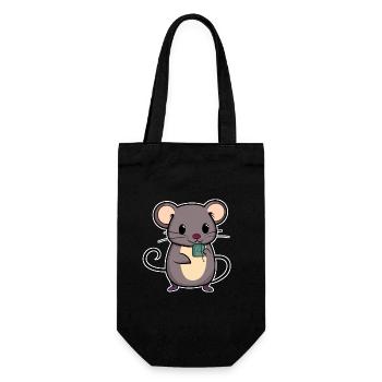 MOUSE RAT RODENT TEA BAG PET CAT CUTE - Gift Bag for Bottles - black - Front