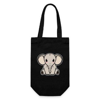 ELEPHANT, BABY, SITTING, WILDLIFE, ANIMAL, TRUNK, NATURE, ZOO - Gift Bag for Bottles - black - Front