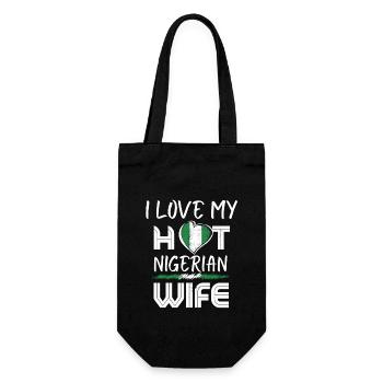 Funny I Love My Hot Nigerian Wife Husband - Geschenkbeutel für Flaschen - Schwarz - Vorne
