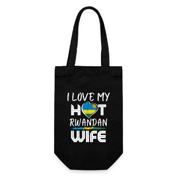 Funny I Love My Hot Rwandan Wife Husband - Gift Bag for Bottles - black - Front